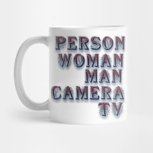 person woman man camera tv Mug